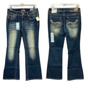 NWT REIGN curvy bootcut thick stitch jeans embroidered pockets 9 short womens
